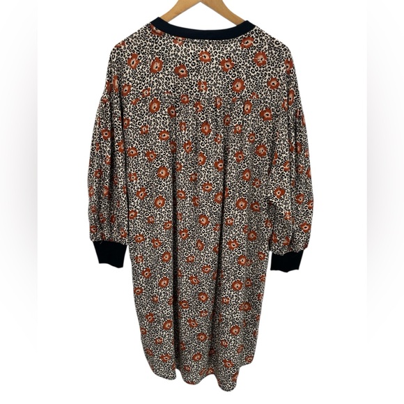 NWT Uncle Frank Floral Leopard Print Tunic Shift Dress Babydoll Boho M/L - Picture 4 of 11